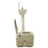 Portable Camping Toilet 2.6+2.6 gal and Handwash Stand 5.3 gal Set Gray