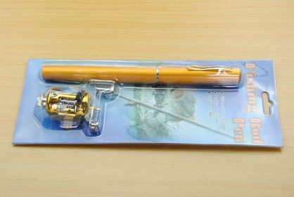 Telescopic drum pen rod fishing gear set (Color: Yellow)