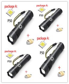 USB Charging Zoom P50 Flashlight (Option: 4pcs Usb US)