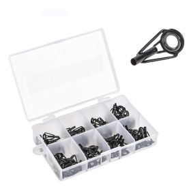 Black Multi-size Sea Rod Guide Ring Set 80pcs Boxed (Color: Black)