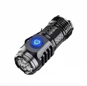 Flashlight Strong Light Rechargeable Super Bright Portable Outdoor (Option: Black-USB)