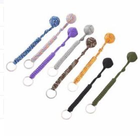 Outdoor Seven Core Umbrella Rope Climbing Survival Key Chain Hanging Hand-woven Round Steel Ball (Color: Purple)